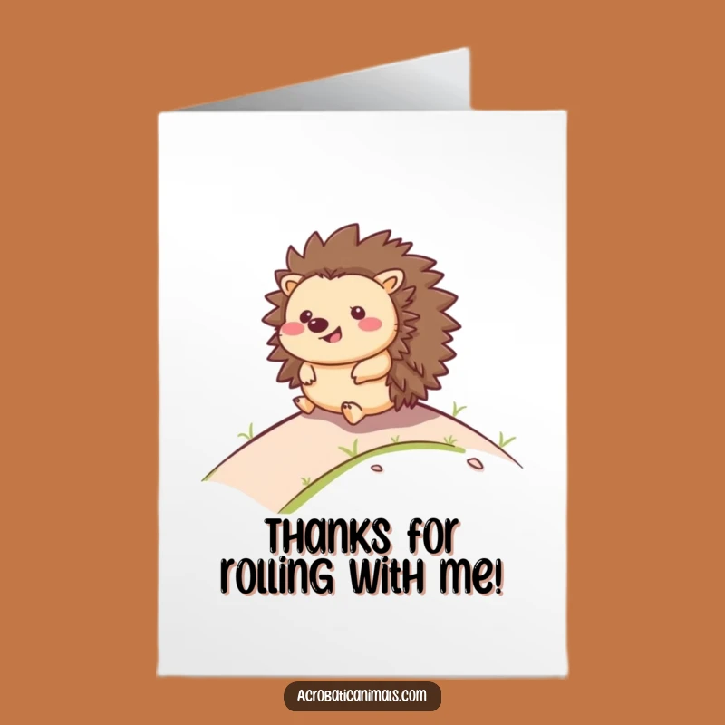 Free Printable Thank You Card: Smiling Hedgehog, Humorous Downloadable Gift for Expressing Gratitude