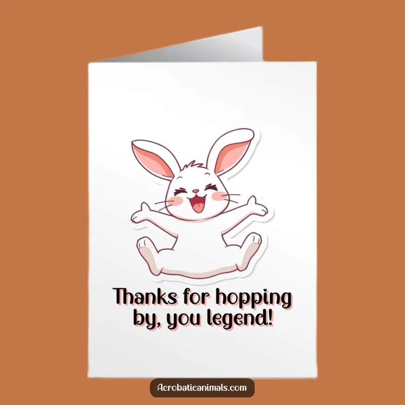 Free Printable Thank You Card: Split Jump Rabbit, Express Gratitude with Playful Energy