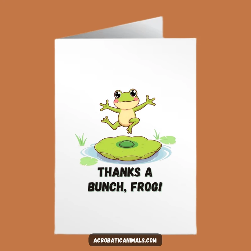 Free Printable Frog Thank You Card: Humorous Leaping Lily Pad Gratitude Downloadable