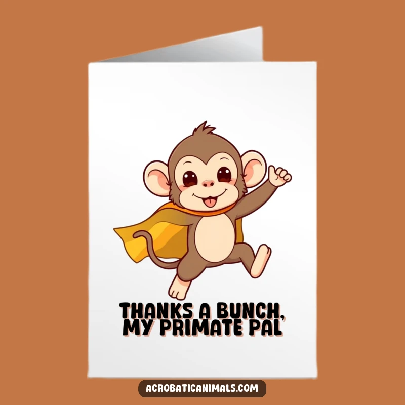 Free Printable Funny Monkey Superhero Thank You Card - Downloadable DIY Gift