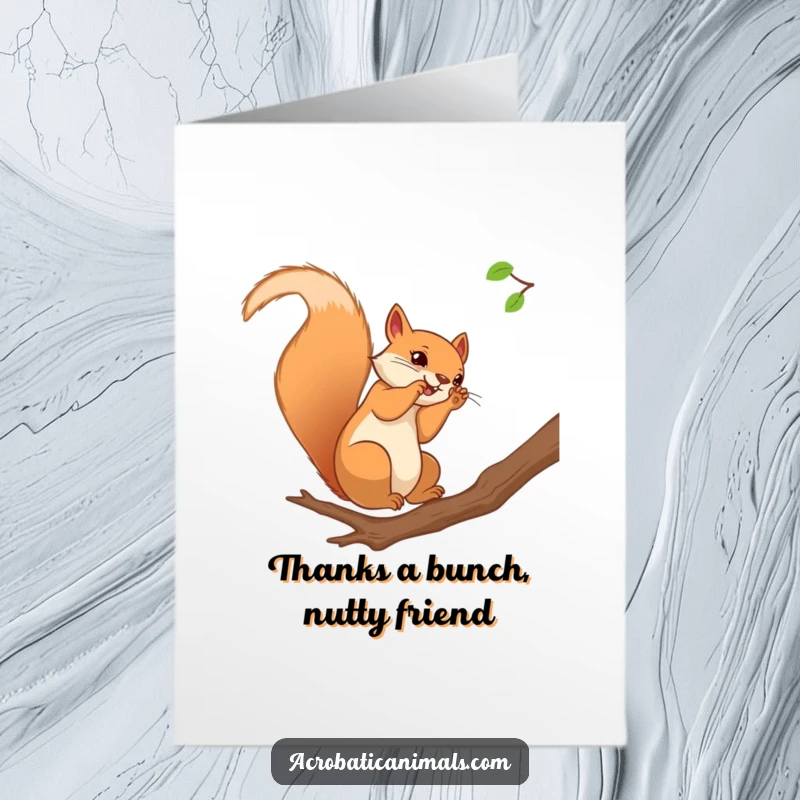 Funny Free Printable Thank You Card: Whimsical squirrel mid-somersault, expressing heartfelt thanks.