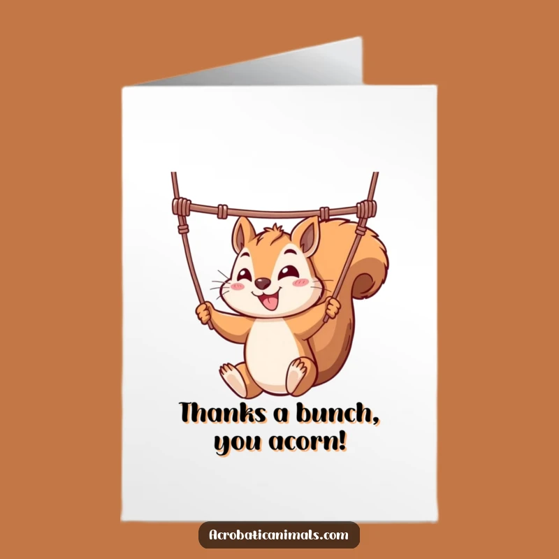 Funny Free Printable Thank You Card: Squirrel Acrobat, Unique Downloadable Gift for Showing Gratitude