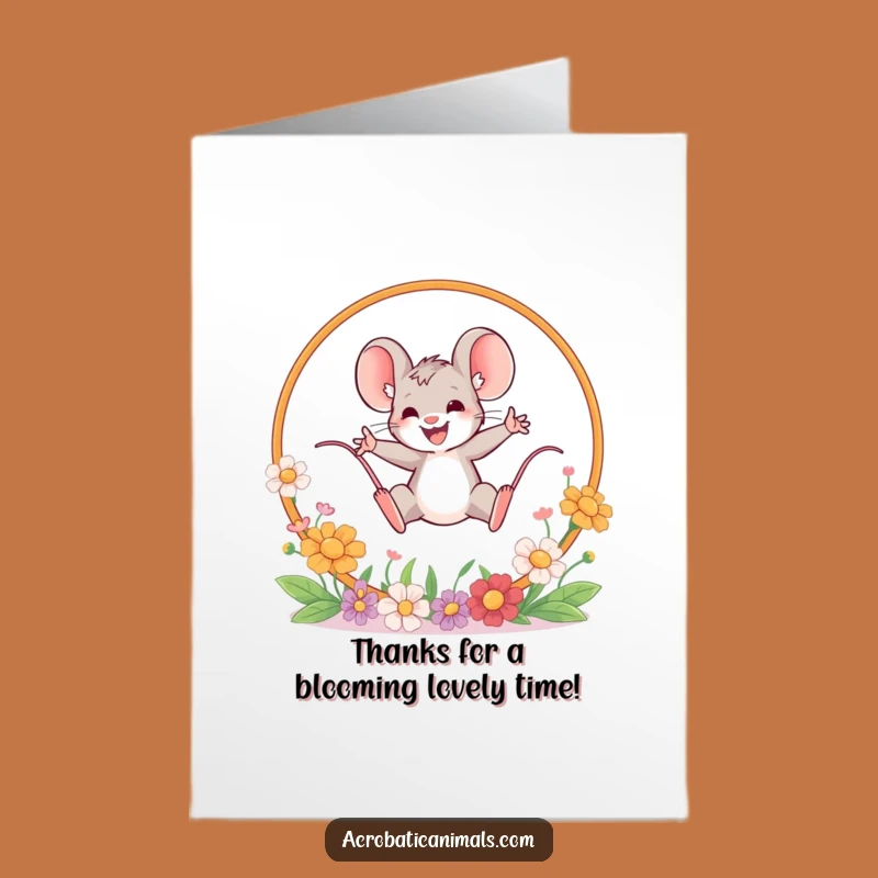Free Printable Thank You Card: Mouse's Floral Leap of Thanks!