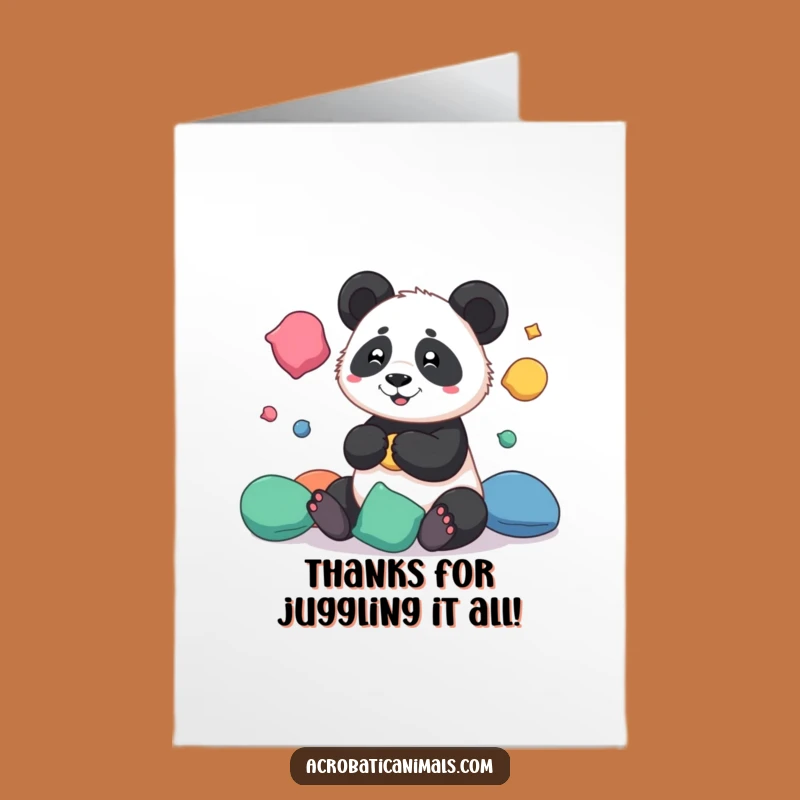 Free Printable Thank You Card: Juggling Panda, Humorous Downloadable Gift to Show Appreciation