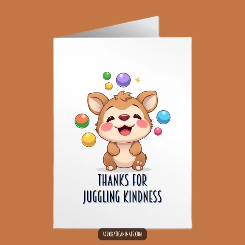 Free Printable Thank You Card: Playful Animal Juggling Funny Downloadable Gift