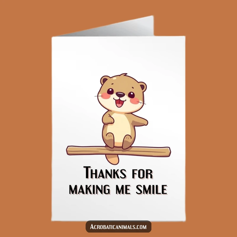 Free Printable Thank You Card: Delighted Otter Spin, Cheerful Downloadable Greeting for Kind Hearts
