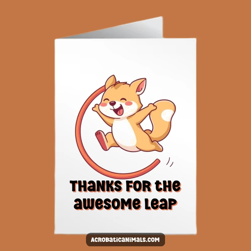 Free Printable Thank You Card: Agile Animal Hoop Jump Funny Downloadable Gift