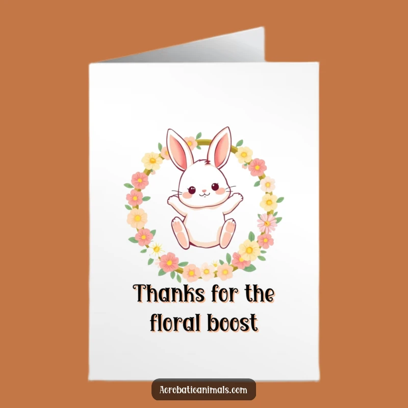 Free Printable Bunny Flower Hoop Thank You Card: Joyful Gratitude Downloadable