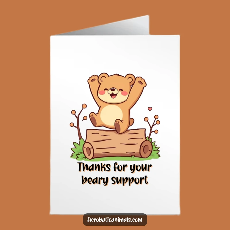 Free Printable Thank You Card: Bear's Energetic Thanks - Easy Print & Go
