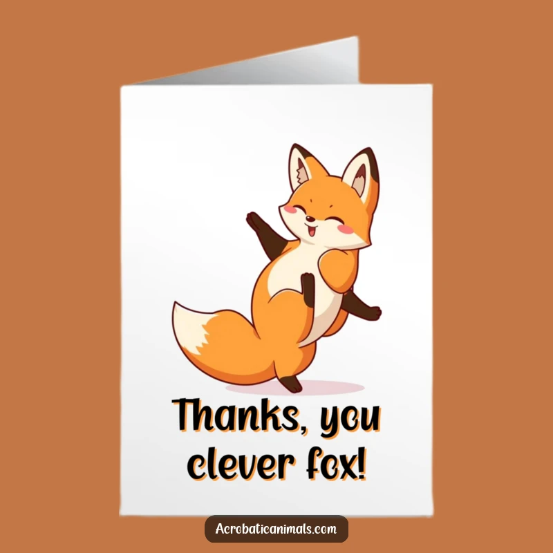 Free Printable Fox Thank You Card: Cartwheeling Fox Says Thanks with Style!