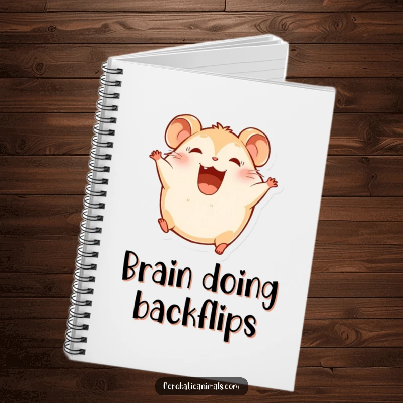 Funny Hamster Notebook: A round hamster character somersaults with joy, inspiring cheerful writing.
