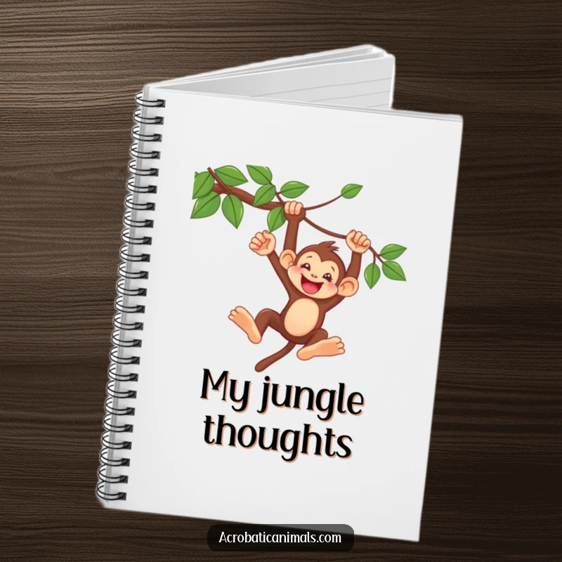 Funny Monkey Vine Swing Notebook: A delighted monkey swinging from a vine, perfect for notes, journaling, and creative writing, a fun gift.