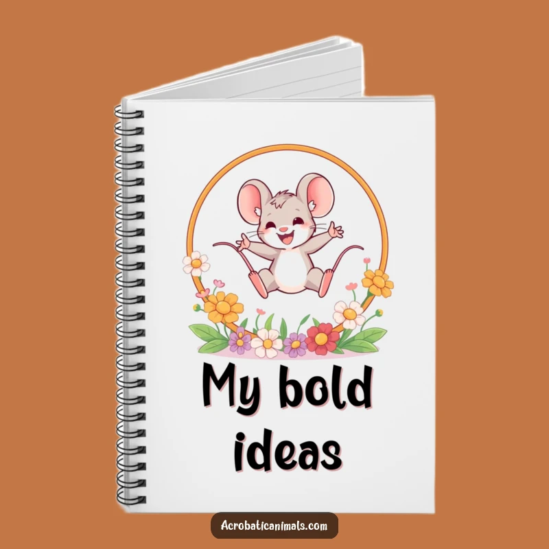 Funny Mouse Leaping Notebook - Brave Journal, Hilarious Flower Diary Gift