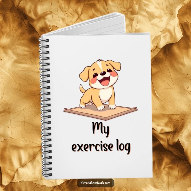Funny Puppy Tumbles Notebook with a playful puppy doing a funny roll, ideal for jotting down notes with doggy delight.