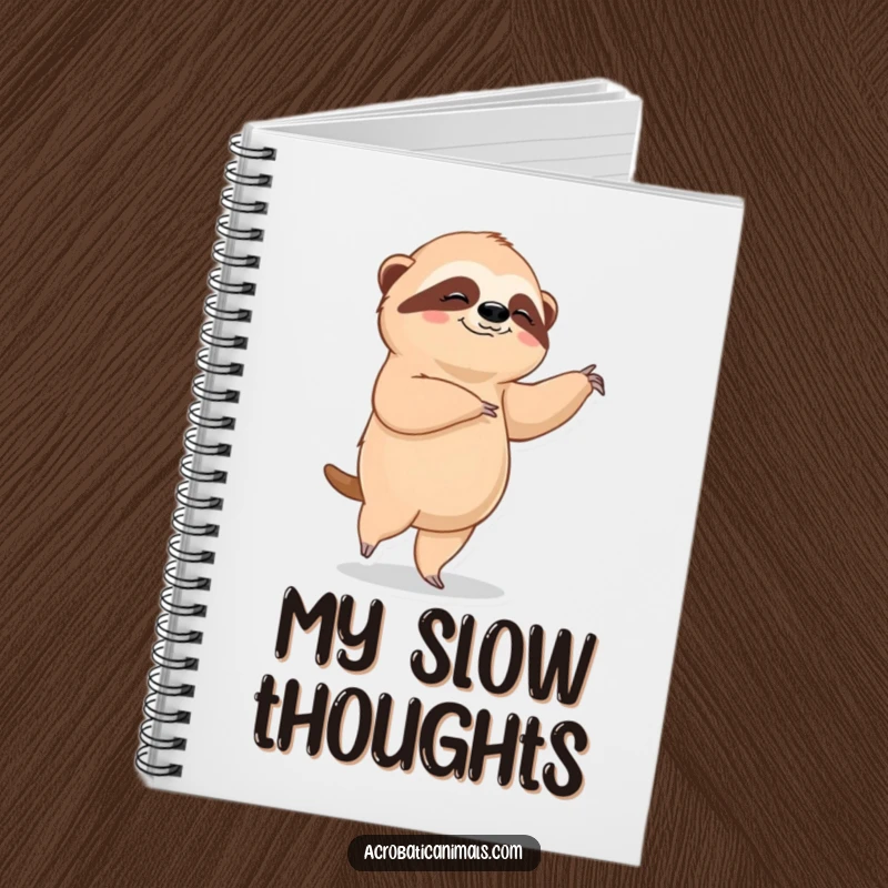 Funny sloth ballet notebook, featuring a contented sloth in a graceful ballet pose. Perfect for notes and journaling, humorous relaxing gift.