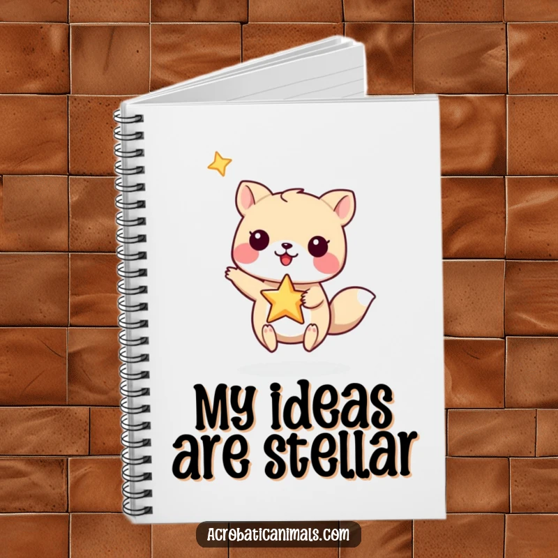 Funny Notebook: A small animal balancing a star on its paw, encouraging ambitious thoughts and creative writing.