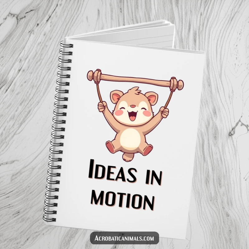 Funny notebook cover with a delighted animal swinging joyfully, perfect for writing down your happiest thoughts and brilliant ideas.