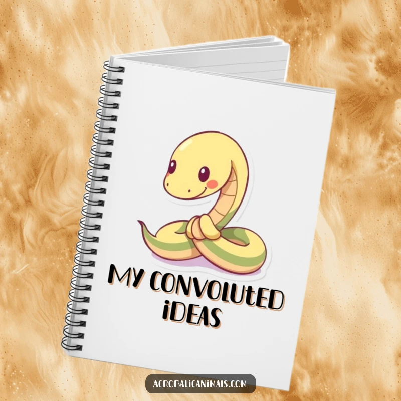 Funny notebook cover with a snake tied into a playful knot, designed for flexible planning and note-taking.