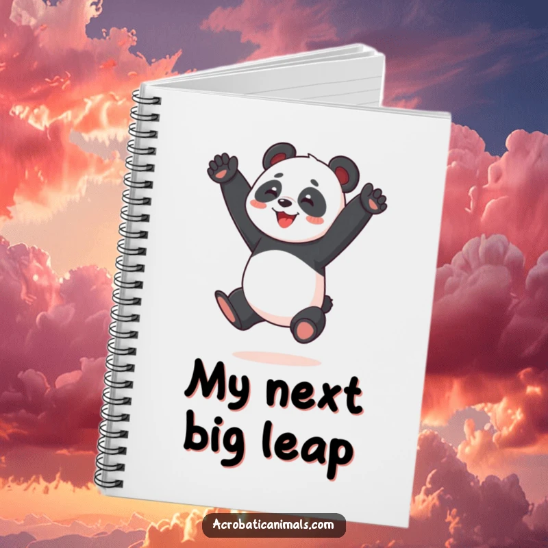 Funny Panda Acrobat Notebook: A joyful panda in a split jump position, perfect for notes, journaling, and creative writing, a fun gift.