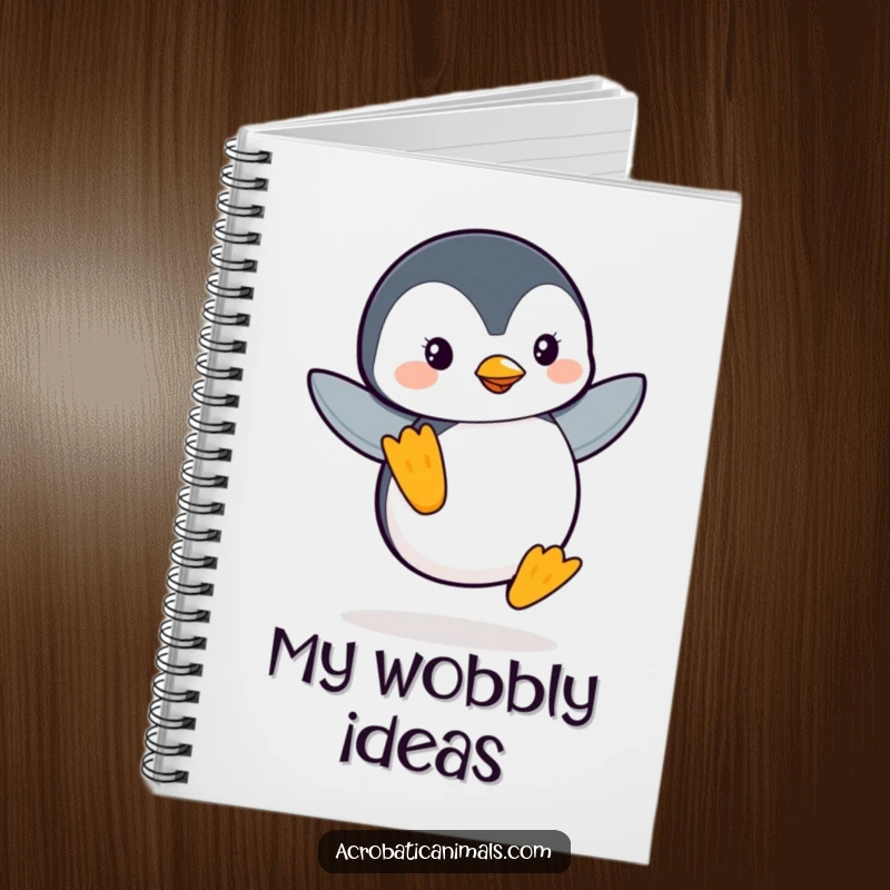 Funny Penguin Flipper Balance Notebook: A leaping penguin balancing on one flipper, perfect for notes, journaling, and creative writing, a fun gift.