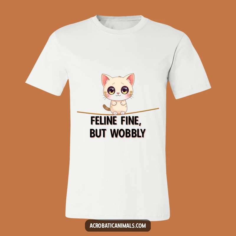 Funny Cat Tightrope T-Shirt: Wearable Humor for Feline Fans