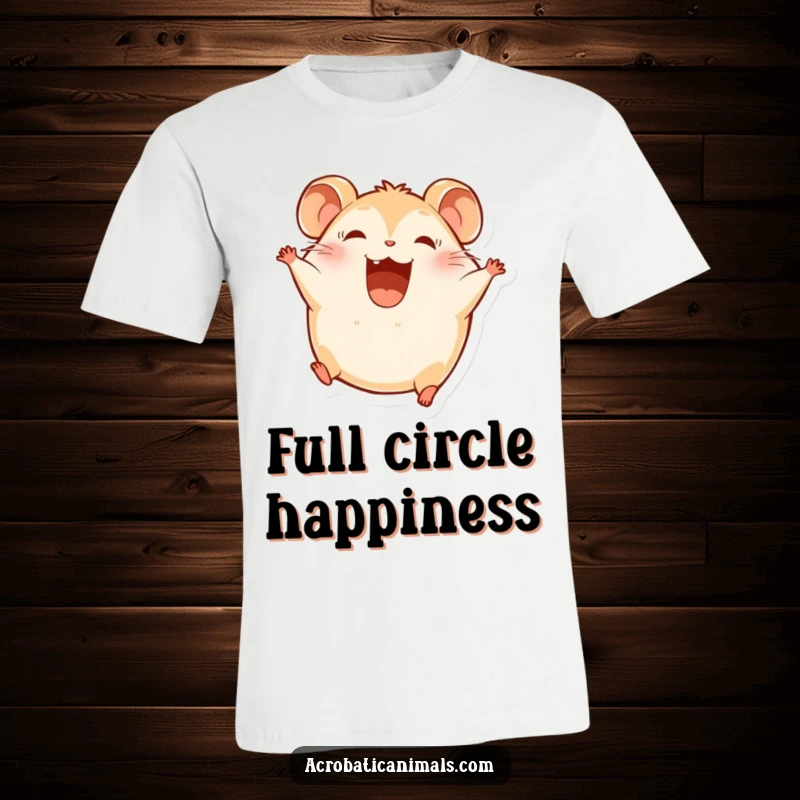 Funny Hamster T-Shirt: A round hamster performs a joyful somersault with a wide, happy smile, full of energy.