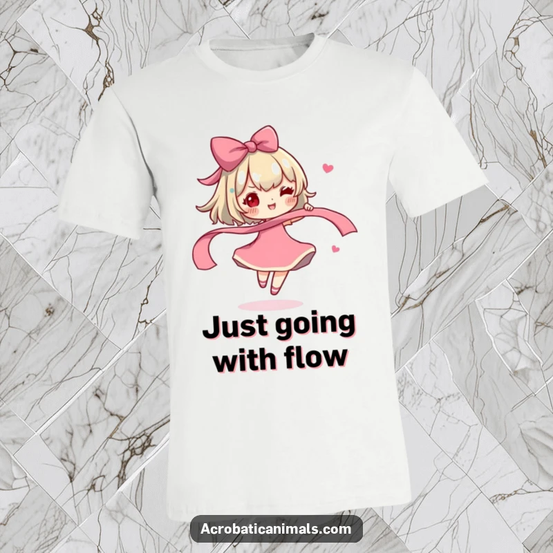 Funny T-Shirt: A cute character gracefully twirling a ribbon, embodying pure joy and carefree delight.