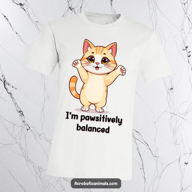 Funny t-shirt featuring a proud cat doing a graceful handstand, exuding confidence and humor. Great gift.