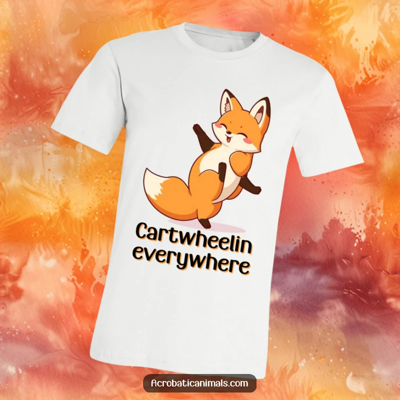 Funny Fox Cartwheel T-Shirt: A playful fox captured mid-cartwheel, showcasing its flawless execution and mischievous charm, perfect for active individuals.