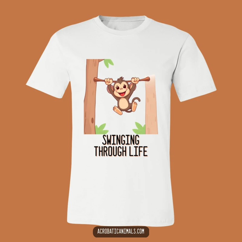 Funny Monkey Swinging T-Shirt: Energetic Primate Bar Thrills, Perfect Funny Gift