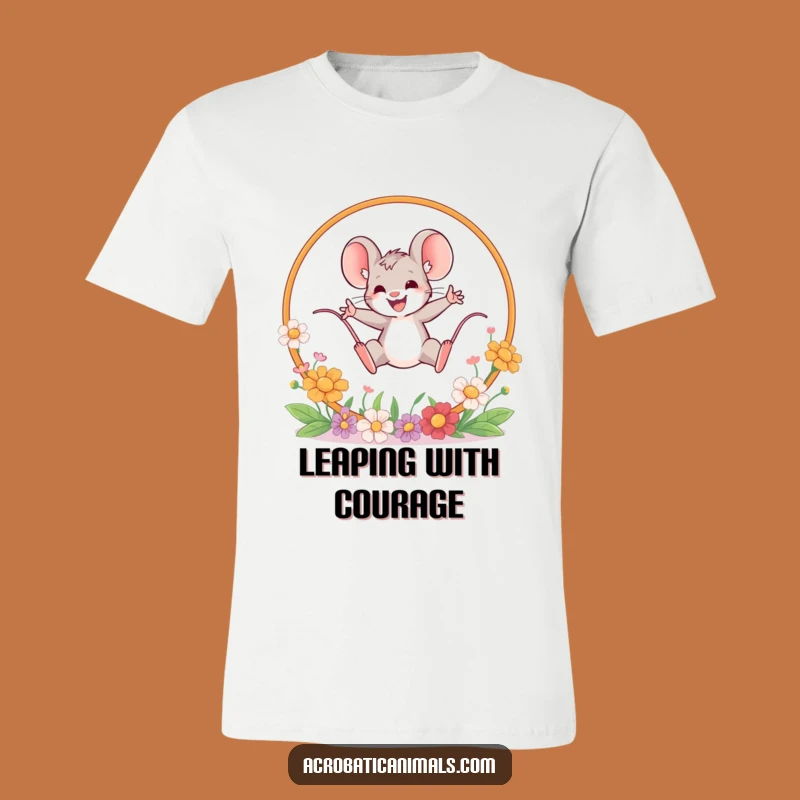 Funny Mouse Leaping T-Shirt - Brave Flower Jumper, Hilarious Action Tee Gift