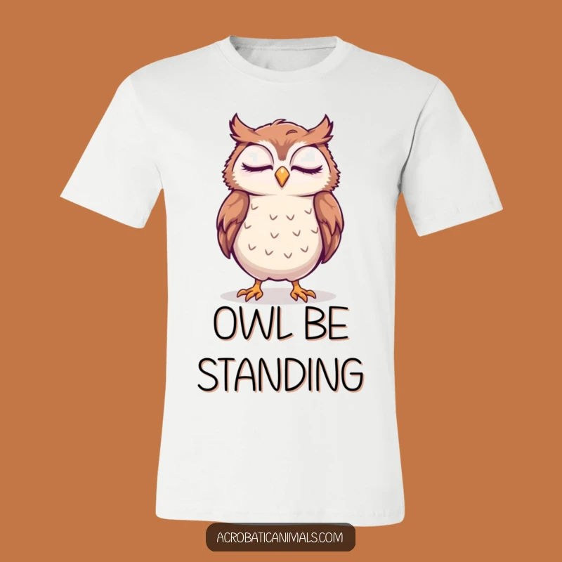 Funny Sleepy Owl Handstand T-Shirt: Wear Your Effort with a Smile
