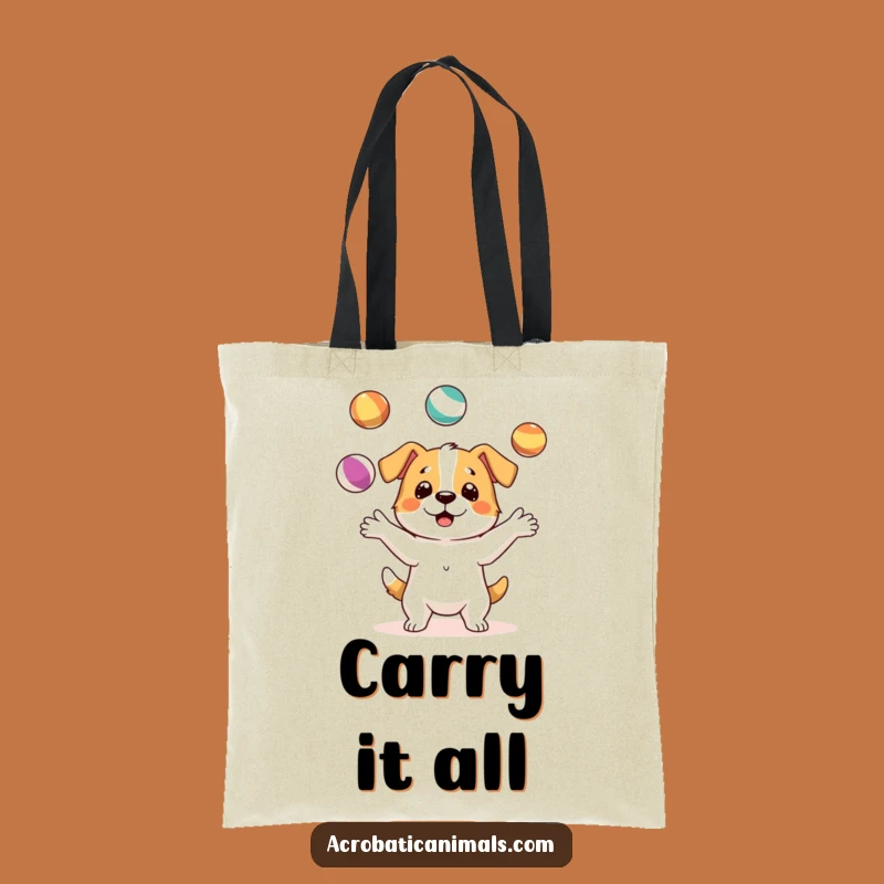 Funny Juggling Dog Tote Bag: Stylish Canine Circus Carryall for Daily Fun