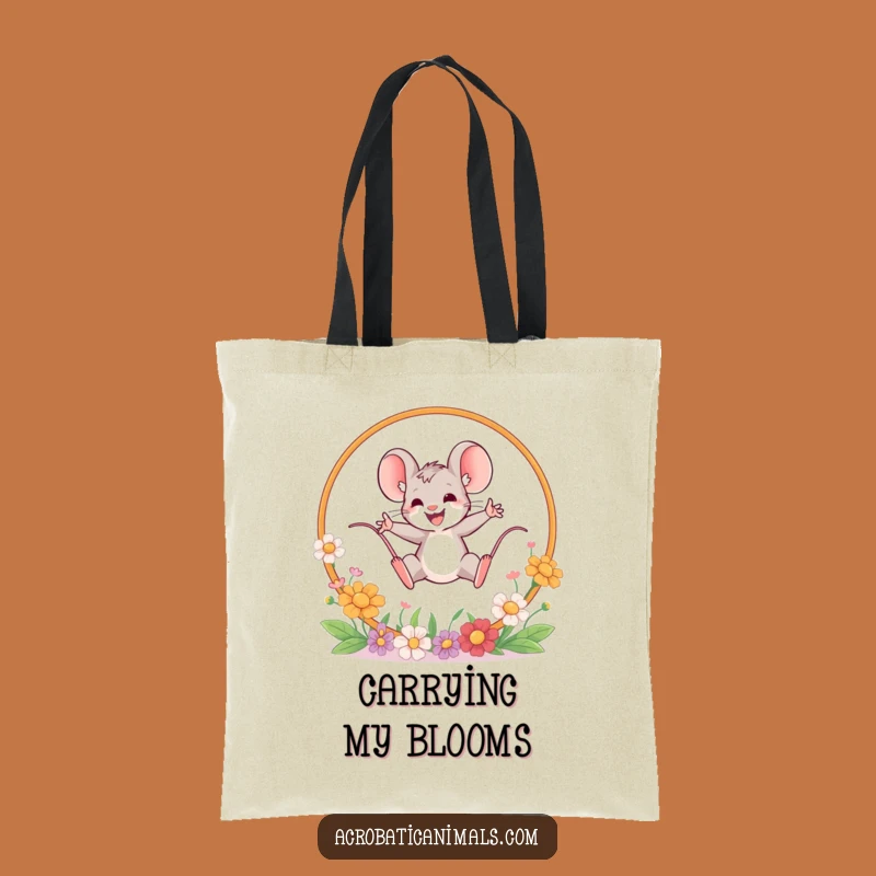 Funny Mouse Leaping Tote Bag - Brave Flower Carrier, Hilarious Accessory Gift