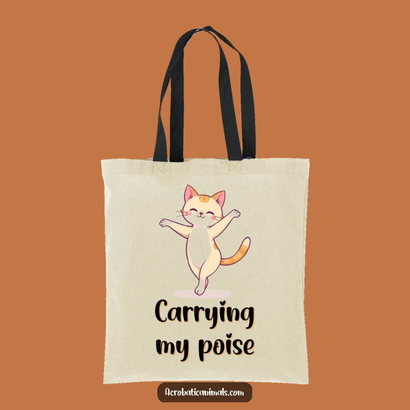 Funny Cat Arabesque Tote Bag: Graceful Kitty Ballet Grocery Bag, Gift