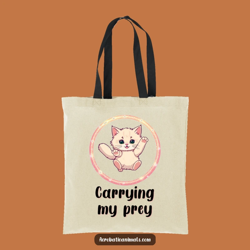 Funny Cat Hoop Leap Tote Bag: Carry Your Confidence and Cat Charm