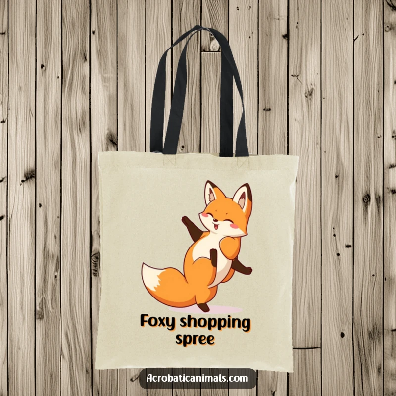 Funny Fox Cartwheel Tote Bag: Features a playful fox executing a cartwheel, ideal for carrying items with a humorous and agile spirit.