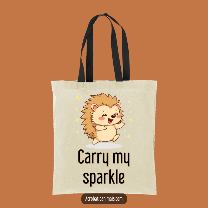 Funny Hedgehog Cartwheel Tote Bag - Sparkle Joyful Hedgehog, Durable Humorous Shopping Gift