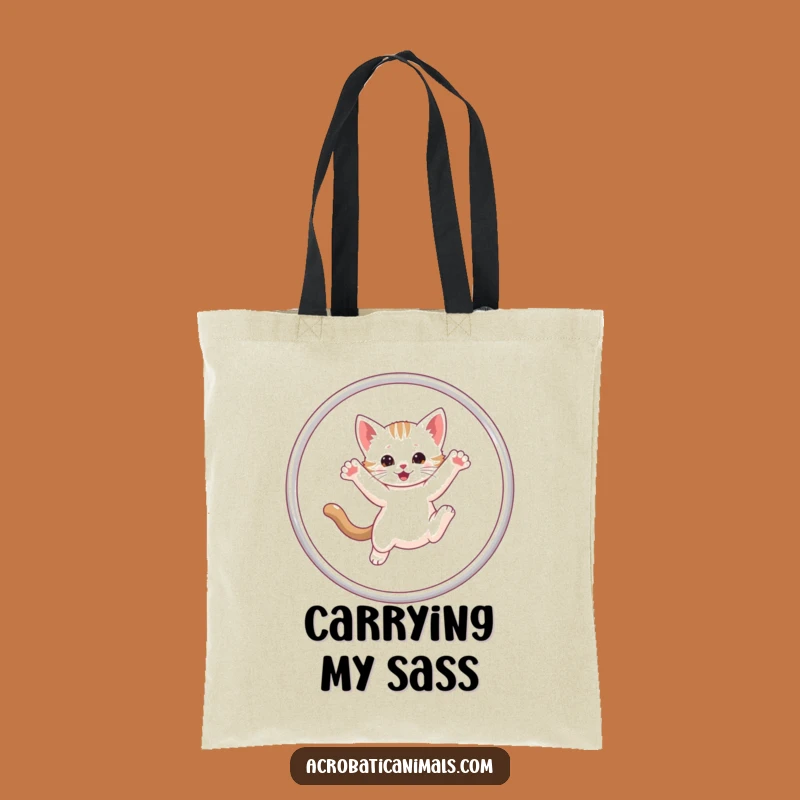 Funny Kitten Hula Hoop Tote Bag: Carry Your Essentials with Cute, Comical Pet Style, a Great Funny Gift