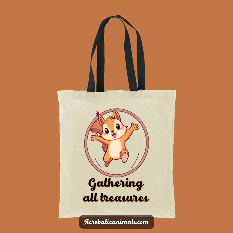 Funny Squirrel Hoop Tote Bag: Determined Acorn Collector, Perfect Funny Gift